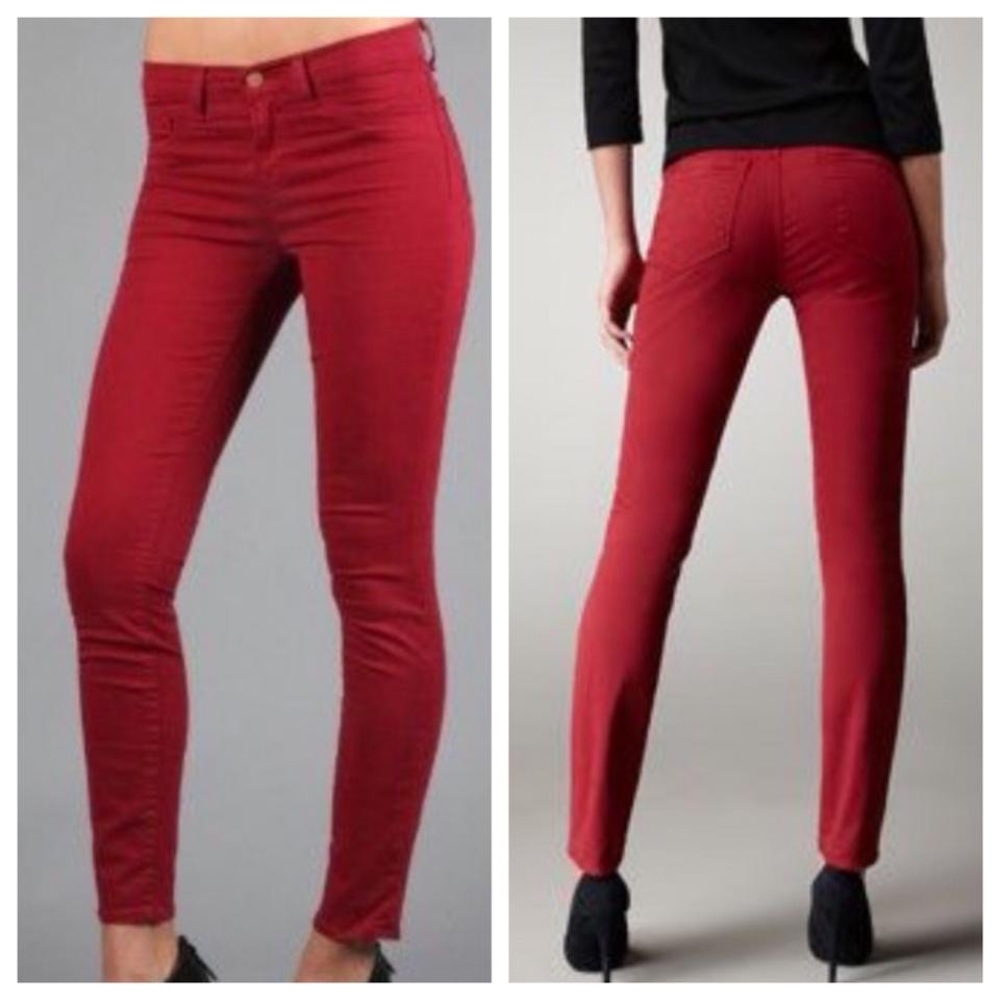 *HP* Cherry Red J Brand skinny jeans, size 27, EUC